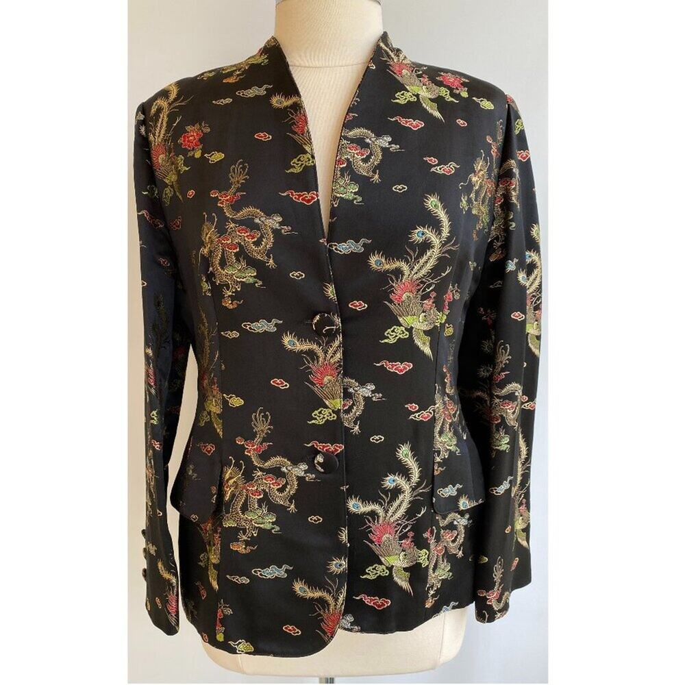 Clifford Michael Asian Inspired Blazer 100% Silk sz 12